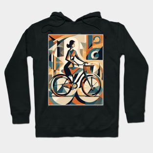 A Woman and a Bicycle 001 - Cubo-Futurism Style Hoodie